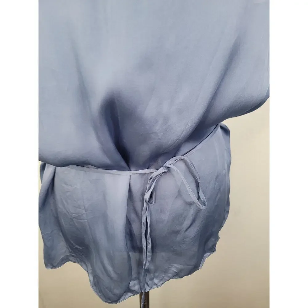 Theory Babydoll Silk Cami Tank Sz Medium Basic Shell Gray Blue Office Siren